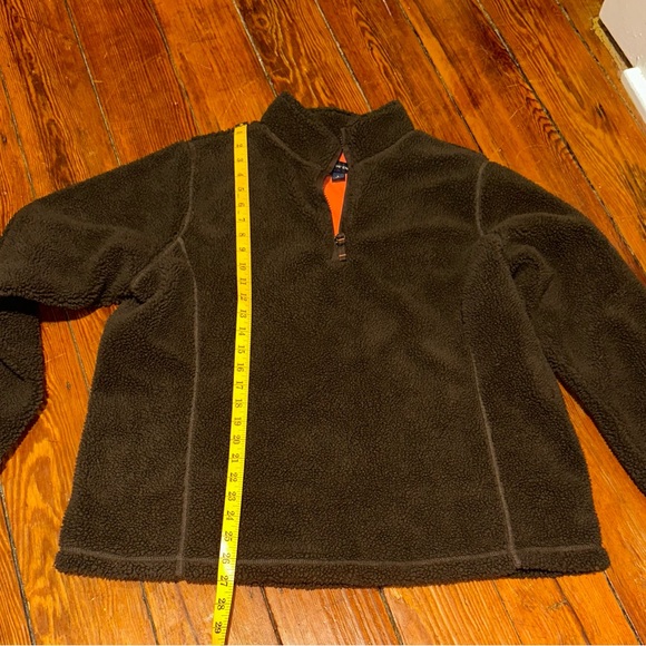 Lands End Chocolate Brown Boucle 3/4 Zip Fleece Top - Picture 7 of 8